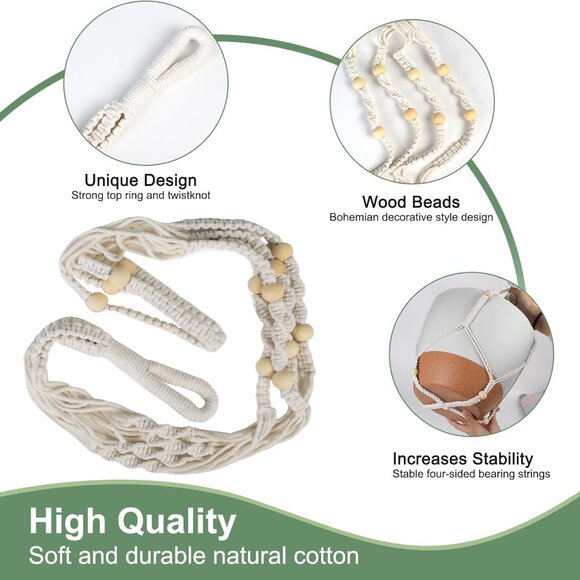 41.5 Inch Macrame Plant Hanger Indoor Outdoor with 12 Inch Flower Pot, Hanging P - Picture 5 of 7